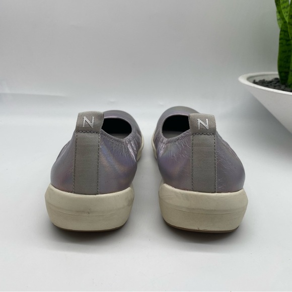 NATURALIZER PHILIPPA WOMENS LEATHER WEDGE BALLET FLATS in silver iridescent 8W - Picture 5 of 8